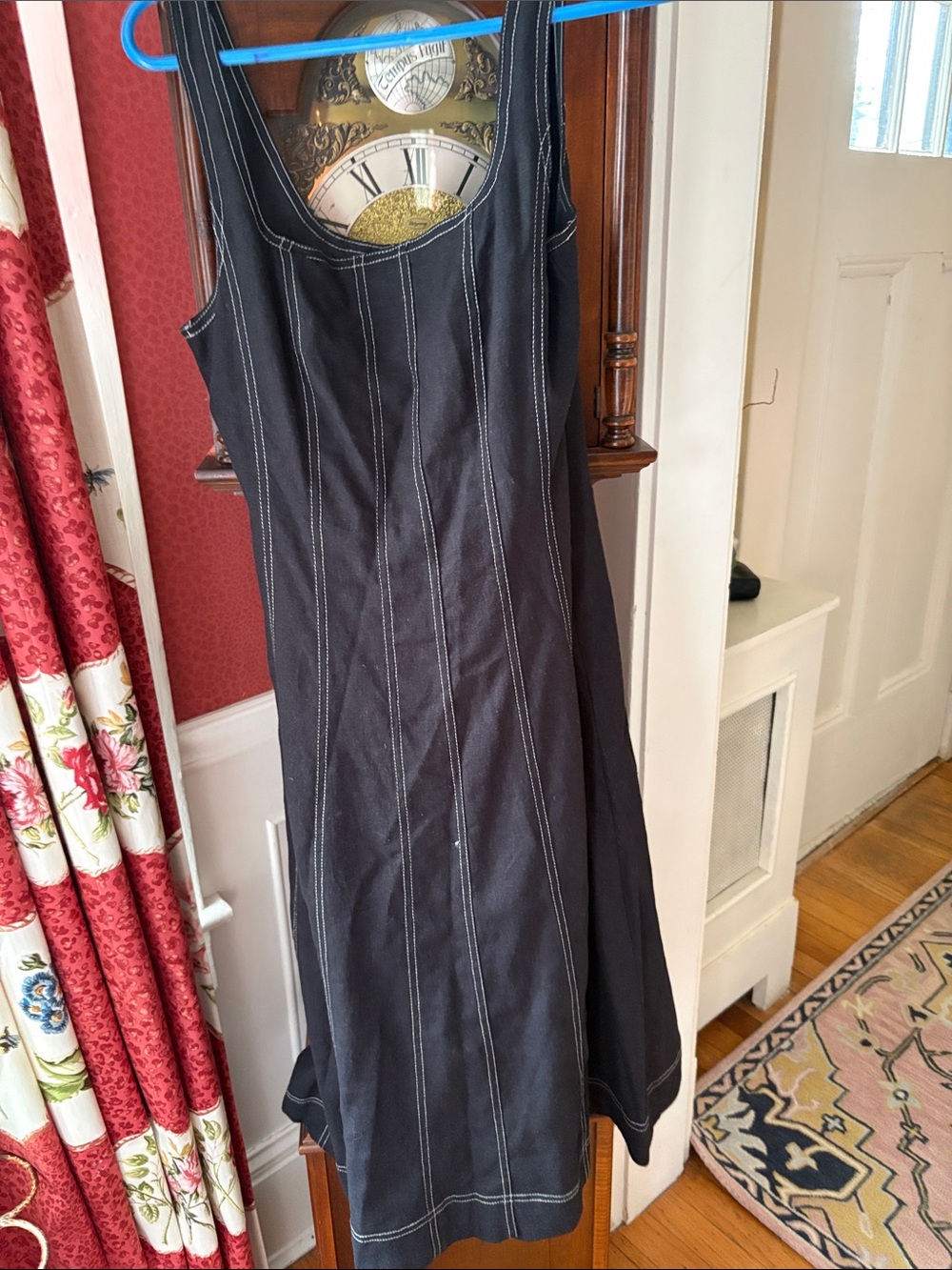 Christian Lacroix Black Midi Dress with White Contrast Topstitching